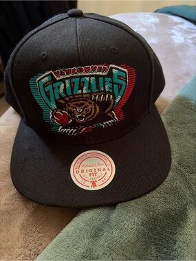 Mitchell & Ness Black Snapback Cap with Teal Accent